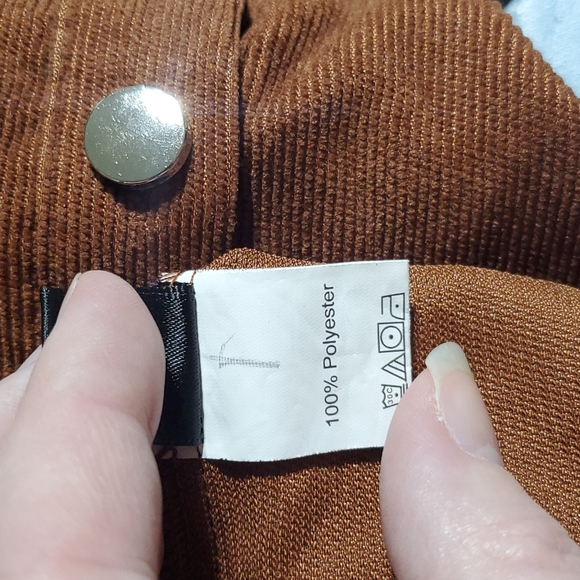 Rust corduroy button up/belted shirt dress - Picture 4 of 8